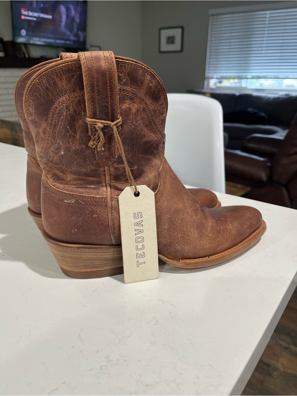 Tecovas Men's Distressed Brown Leather Western Boot